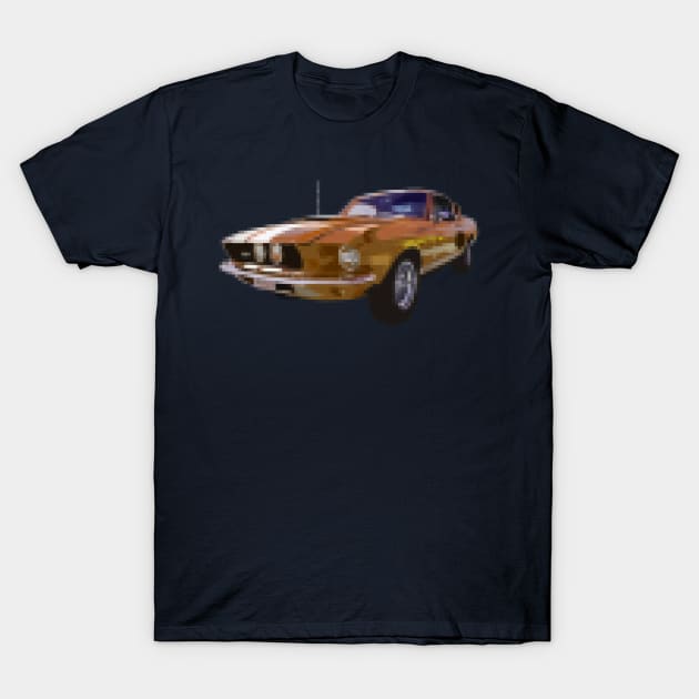 Mustang Pixelized Gold Dust T-Shirt by CharlieCreator